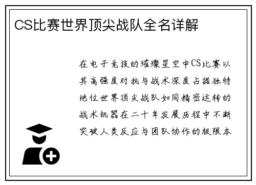 CS比赛世界顶尖战队全名详解